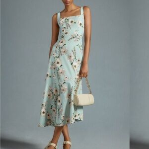 Anthropologie The Ariana Square-Neck Asymmetrical Ruffle-Hem Dress size MP (NWT)